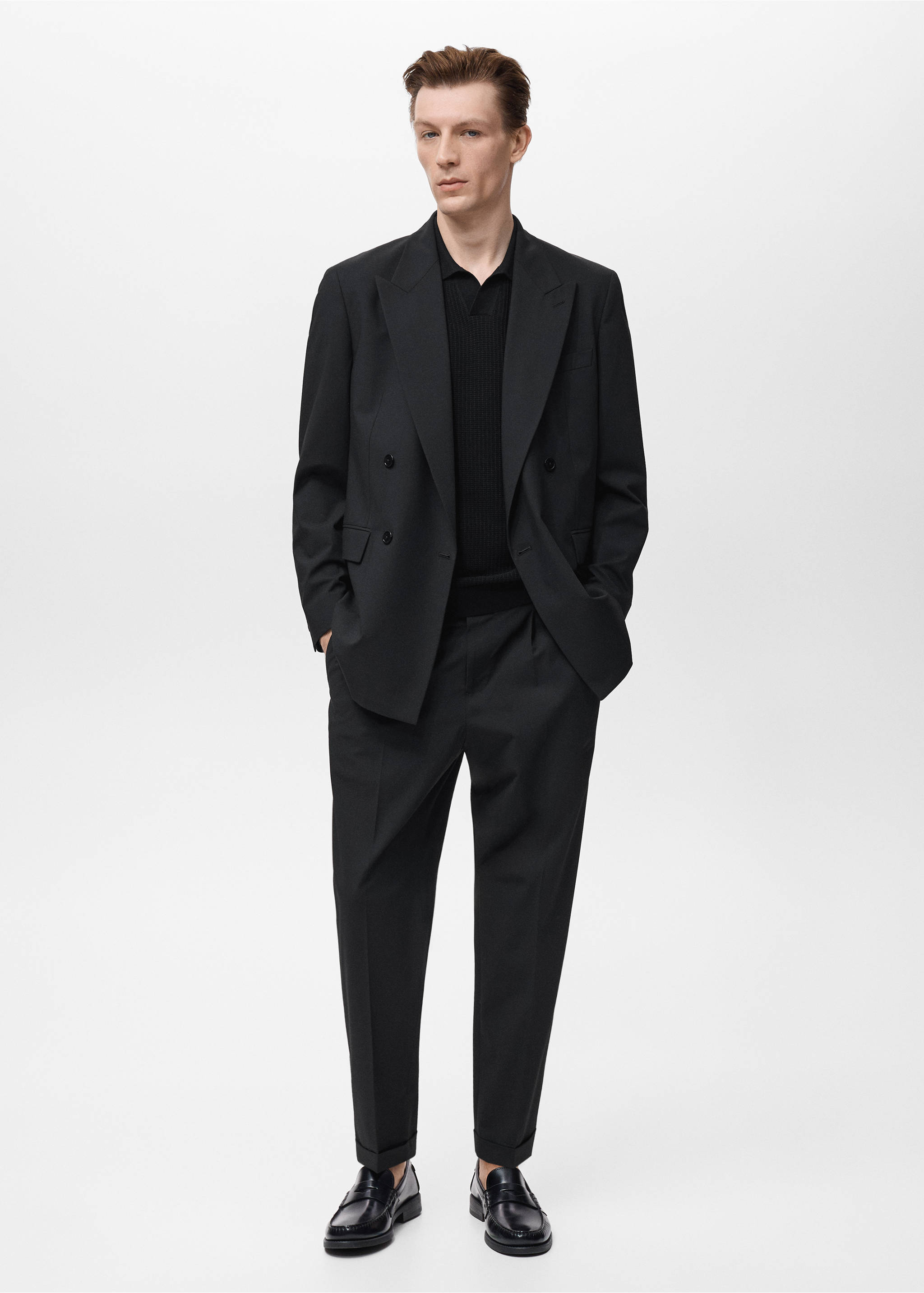 Костюмный пиджак Boston regular fit с двубортной застежкой - Общий план, Черный. Ref: 17061189-00.
