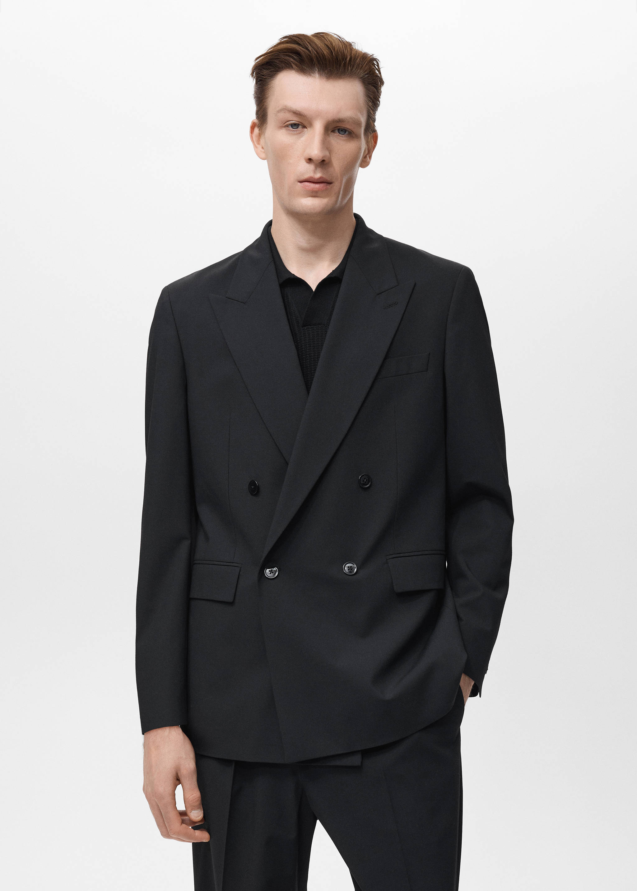 Boston regular-fit double-breasted suit jacket - Medium plane