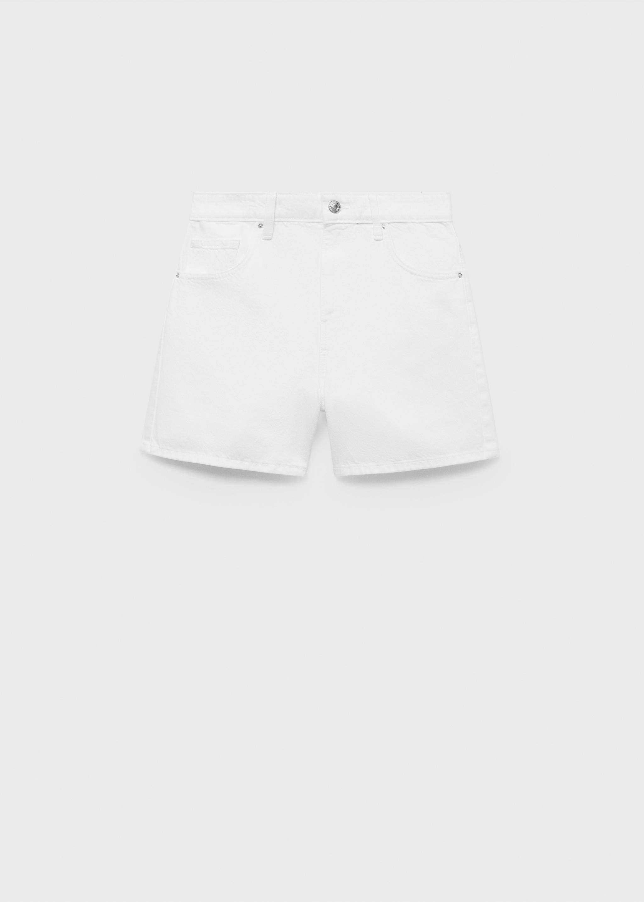 High-waisted straight-fit denim shorts - Article without model, White. Ref: 17061192-00.
