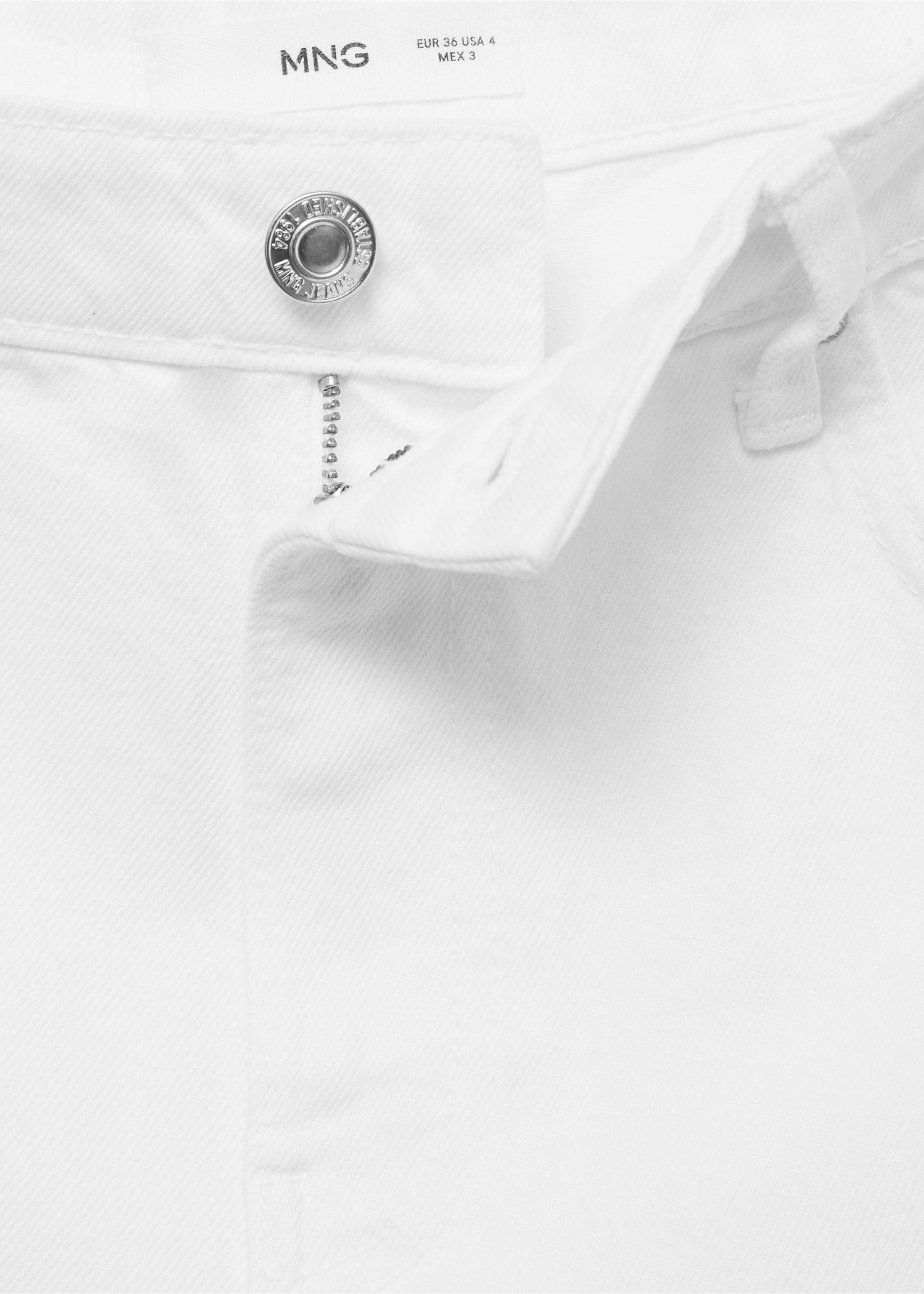 High-waisted straight-fit denim shorts - Details of the article 8, White. Ref: 17061192-00.