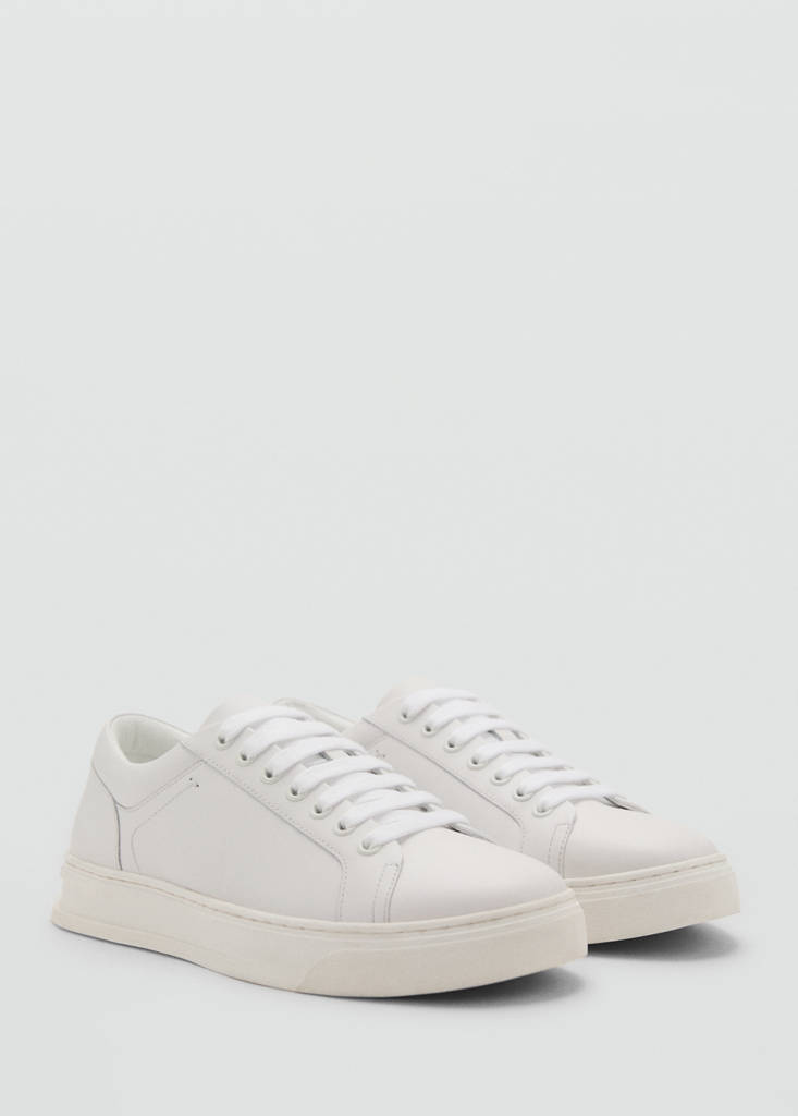 Leather panel sneakers — White