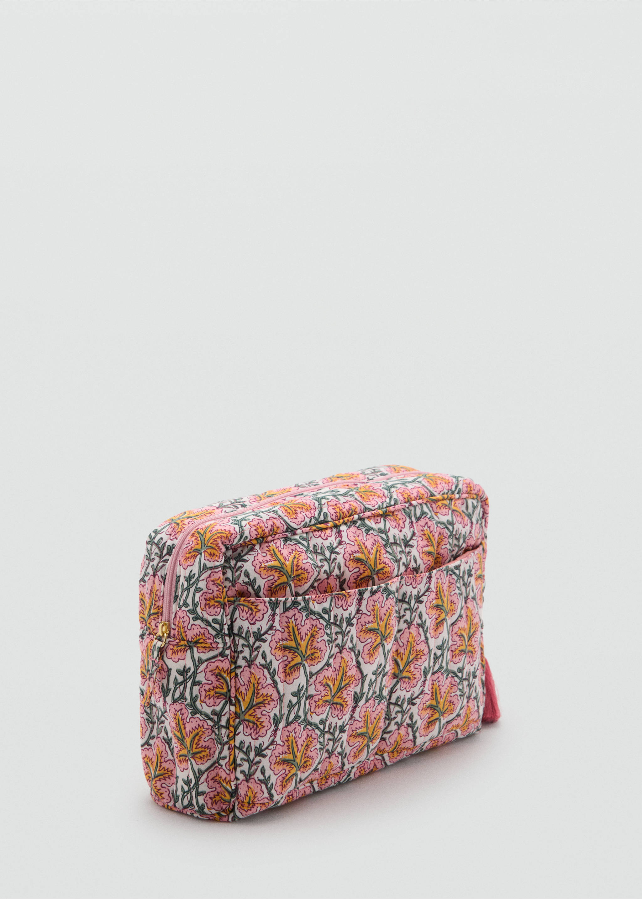 Neceser algodón estampado flores - Plano medio, Rosa. Ref: 17061197-00.