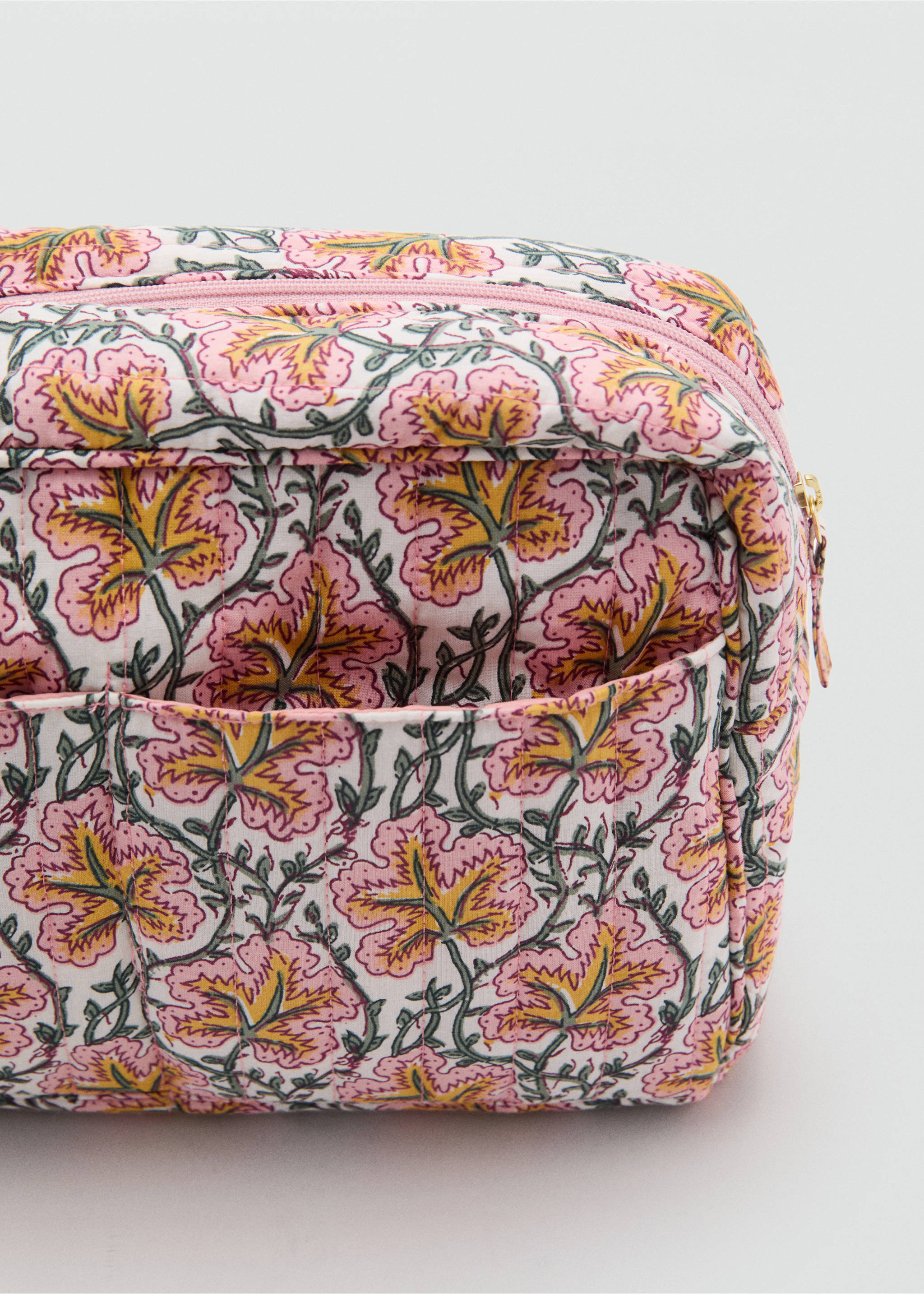 Neceser algodón estampado flores - Detalle del artículo 2, Rosa. Ref: 17061197-00.