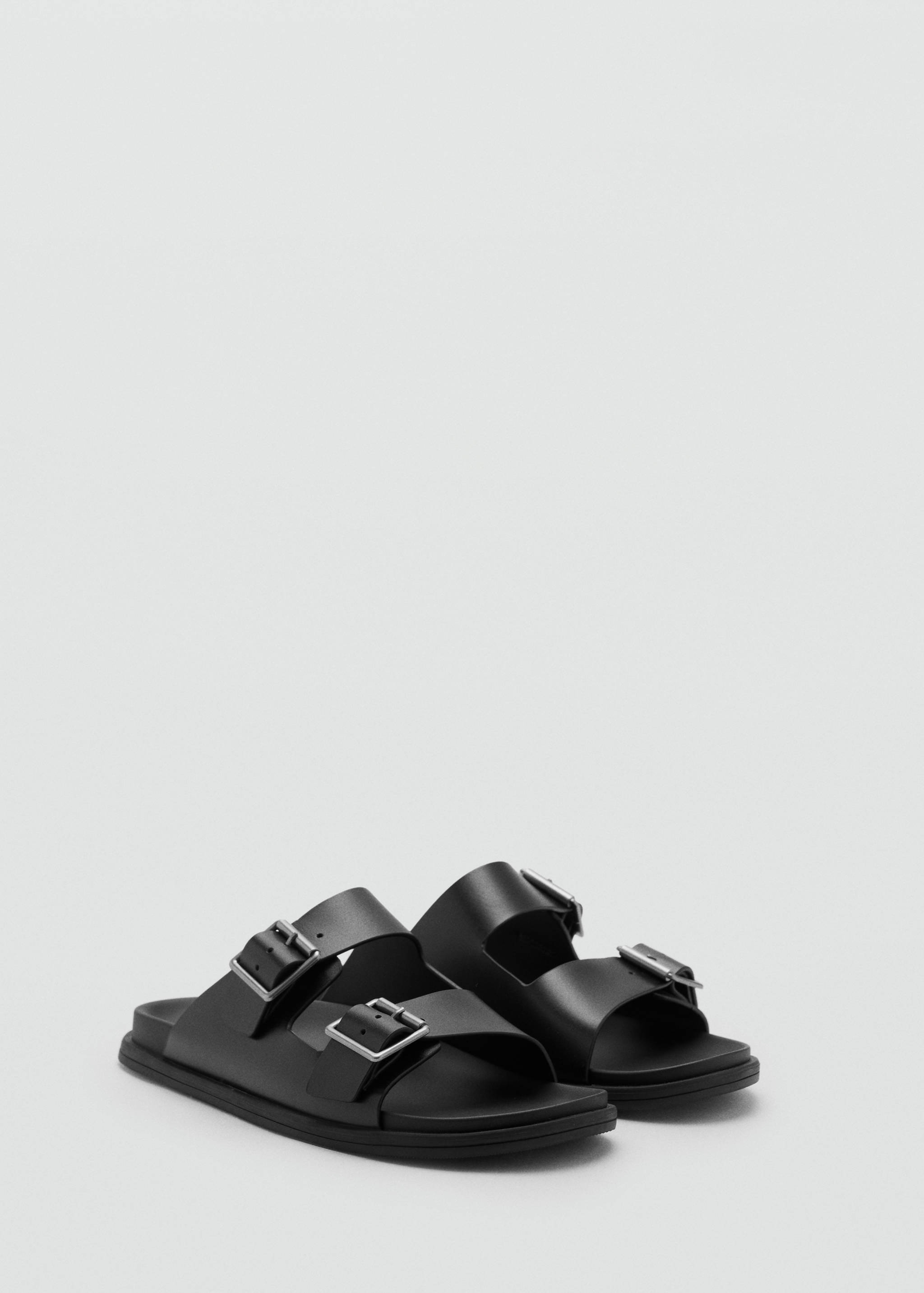 Buckles leather sandal - Medium plane