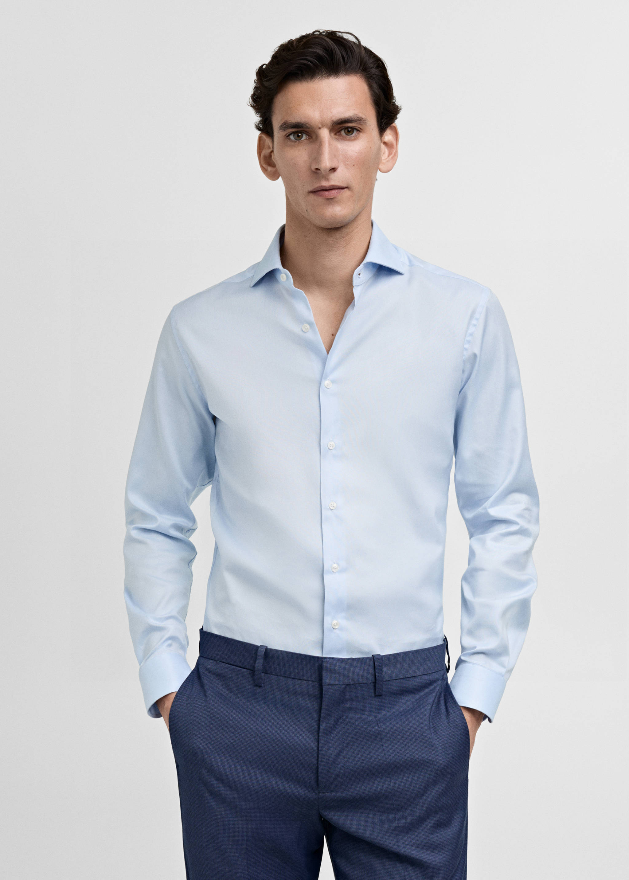 Slim fit structured suit shirt - Medium plane