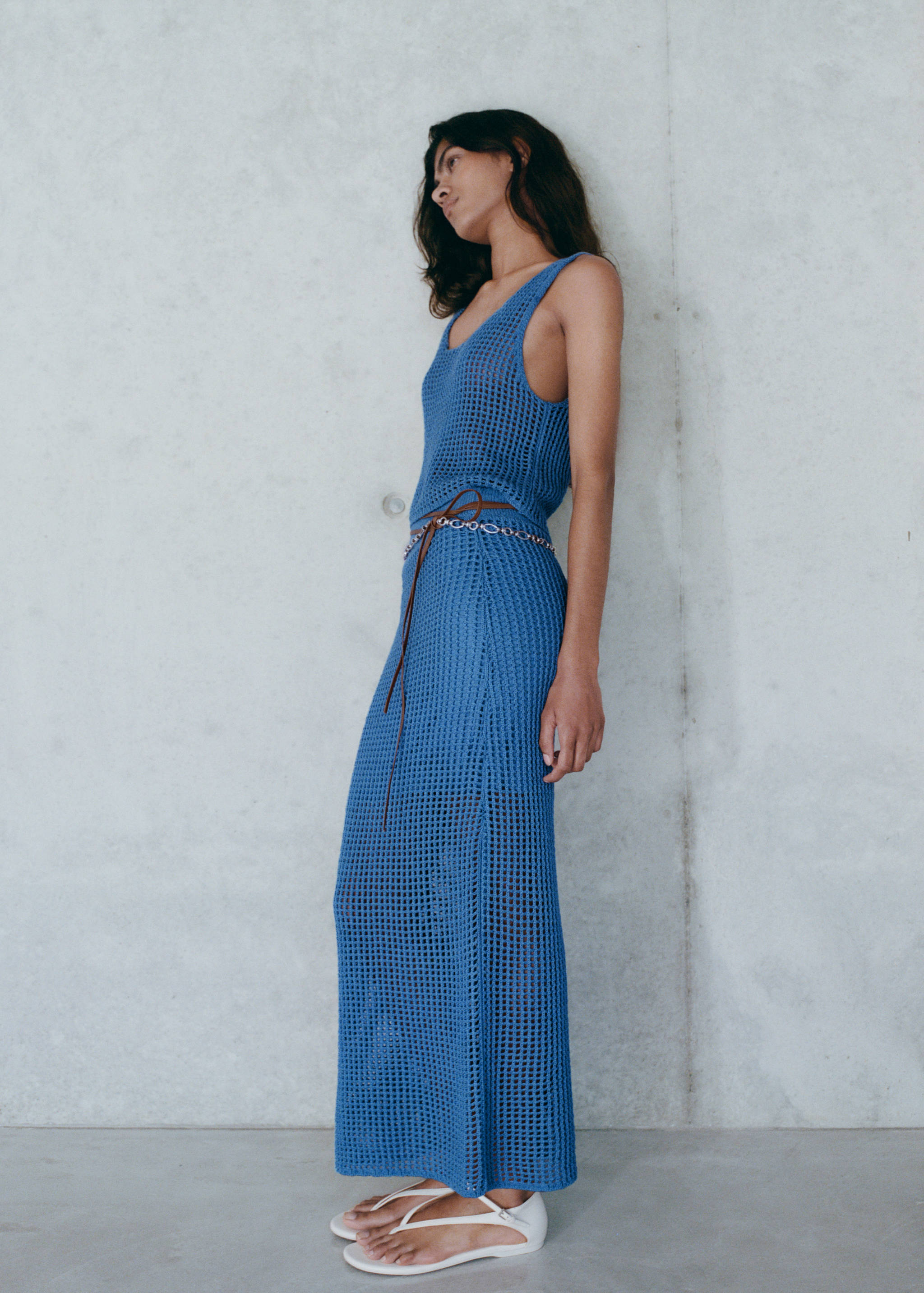 Jupe longue crochet - Détail de l'article 6, Bleu. Ref: 17061218-00.