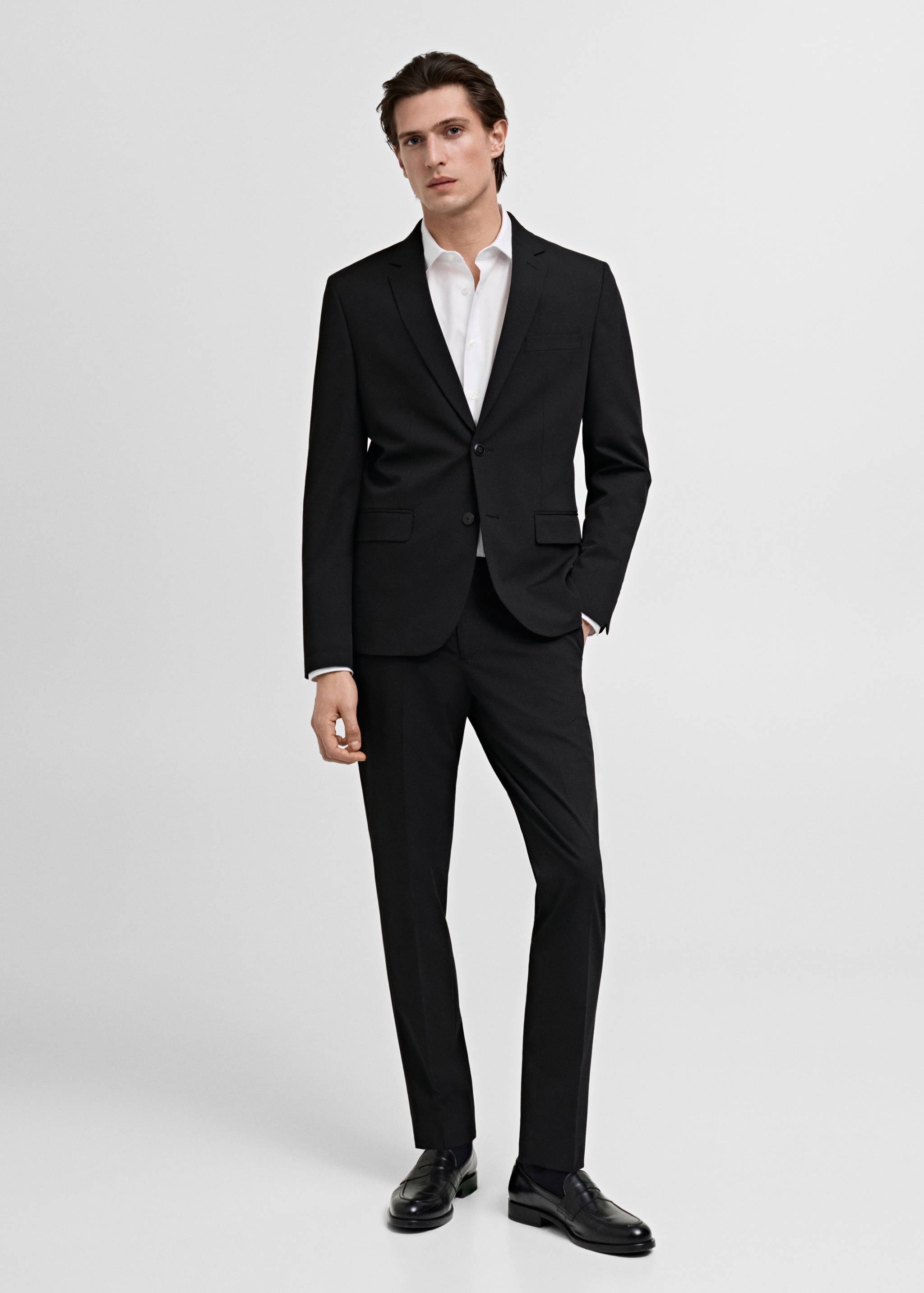 Kostymskjorta slim fit bomull poplin - Allmän bild