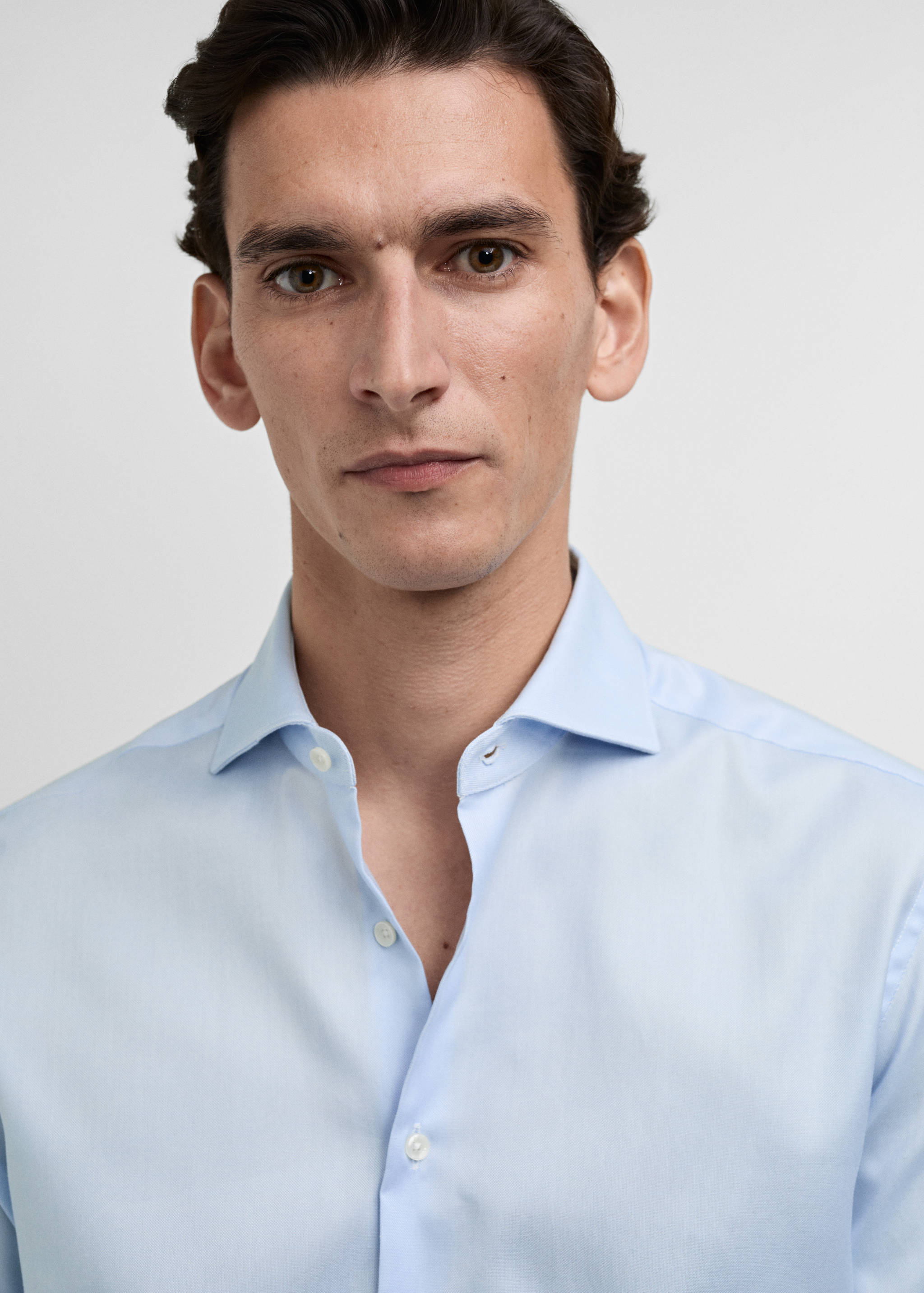 Kostymskjorta slim fit bomull poplin - Detaljer om artikeln 1