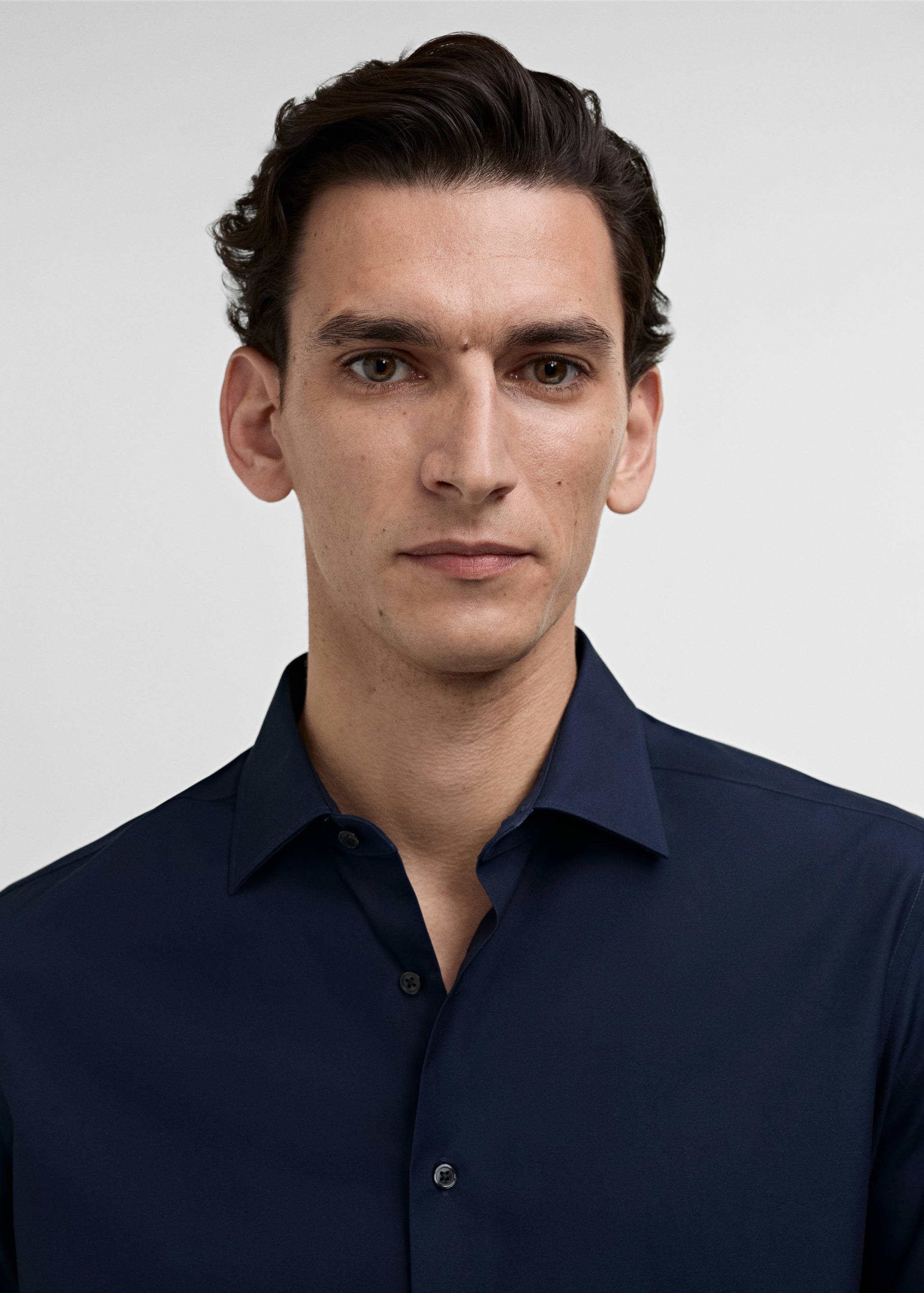 Kostymskjorta slim fit bomull poplin - Detaljer om artikeln 1