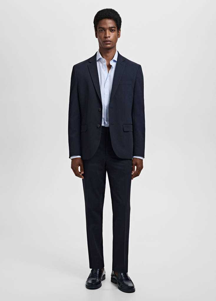 Slim fit thousand striped suit shirt — Blue