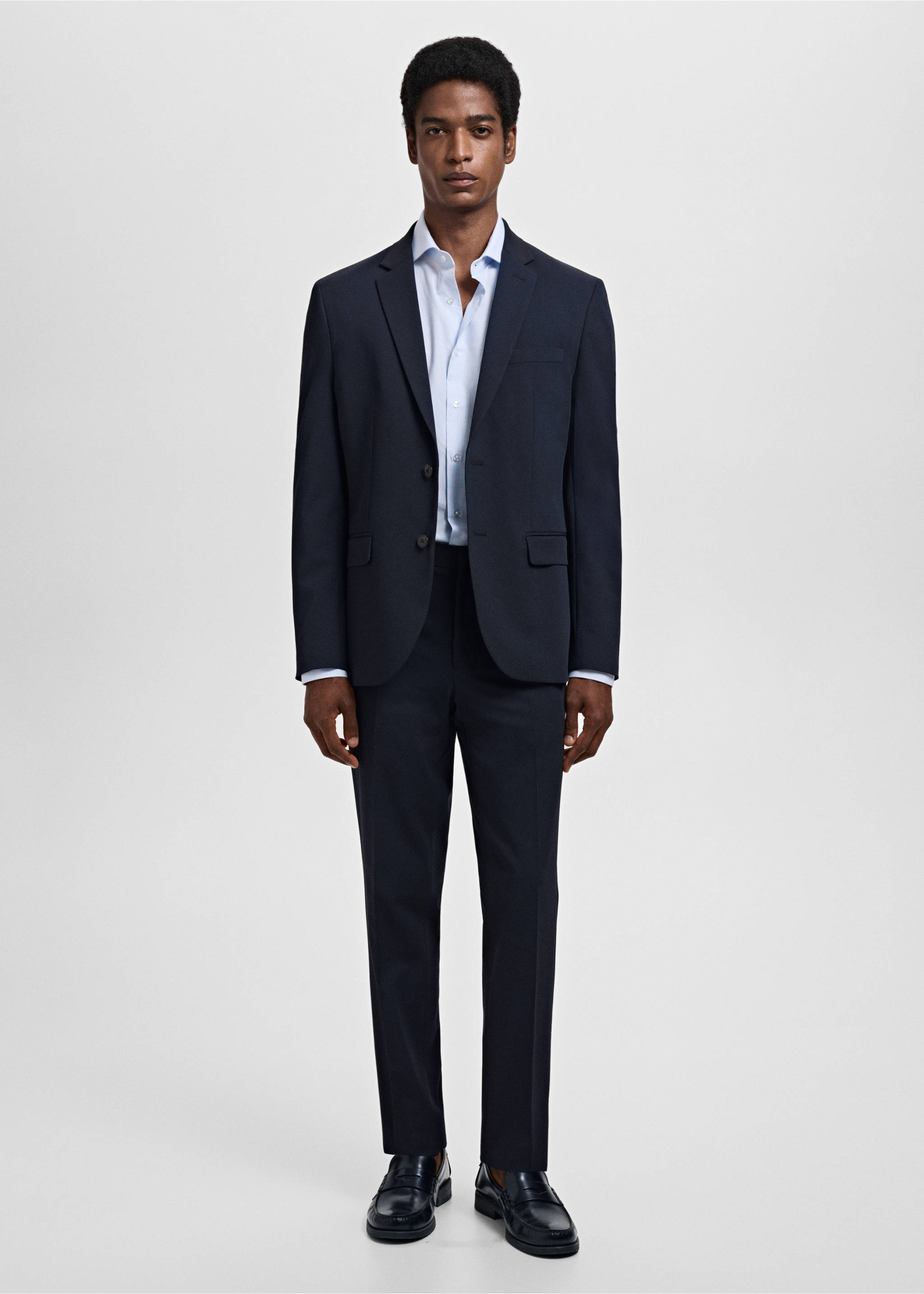 Chemise costume slim fit milleraies - Plan général, Bleu. Ref: 17061227-00.