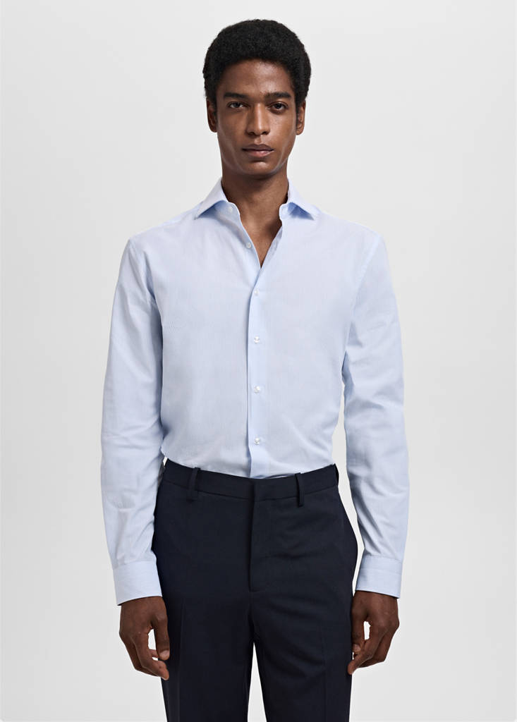 Slim fit thousand striped suit shirt — Blue