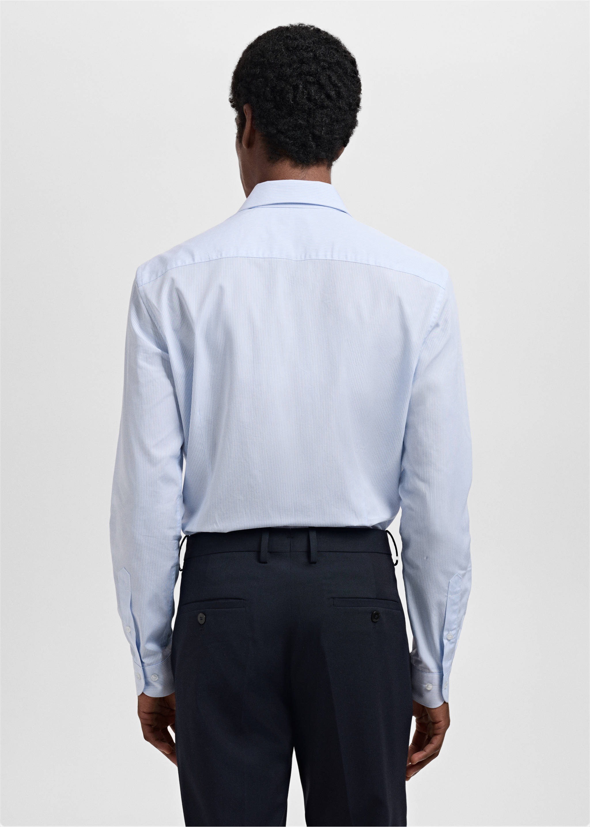 Chemise costume slim fit milleraies - Verso de l’article, Bleu. Ref: 17061227-00.