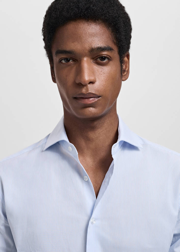 Slim fit thousand striped suit shirt — Blue