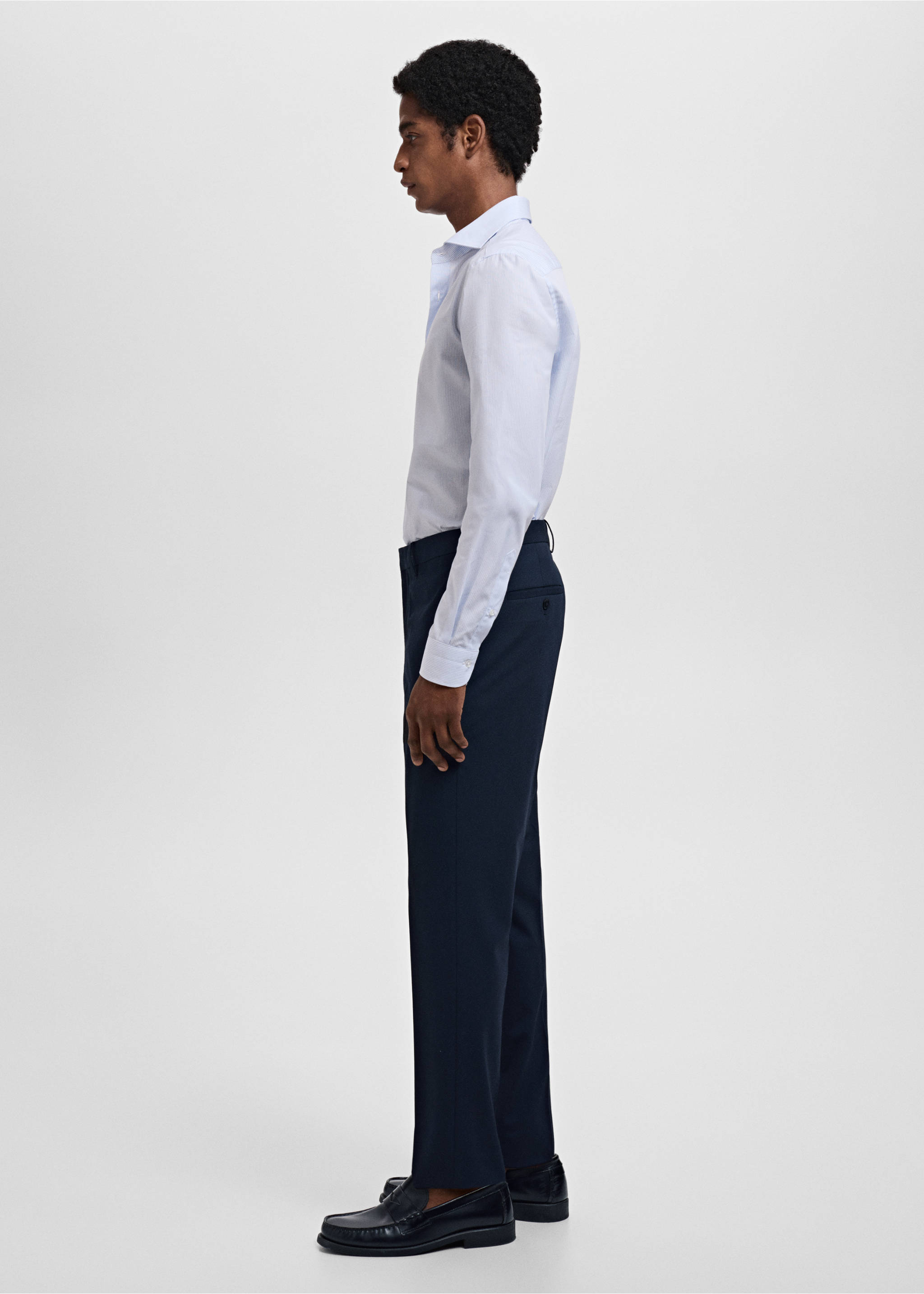 Chemise costume slim fit milleraies - Détail de l'article 2, Bleu. Ref: 17061227-00.