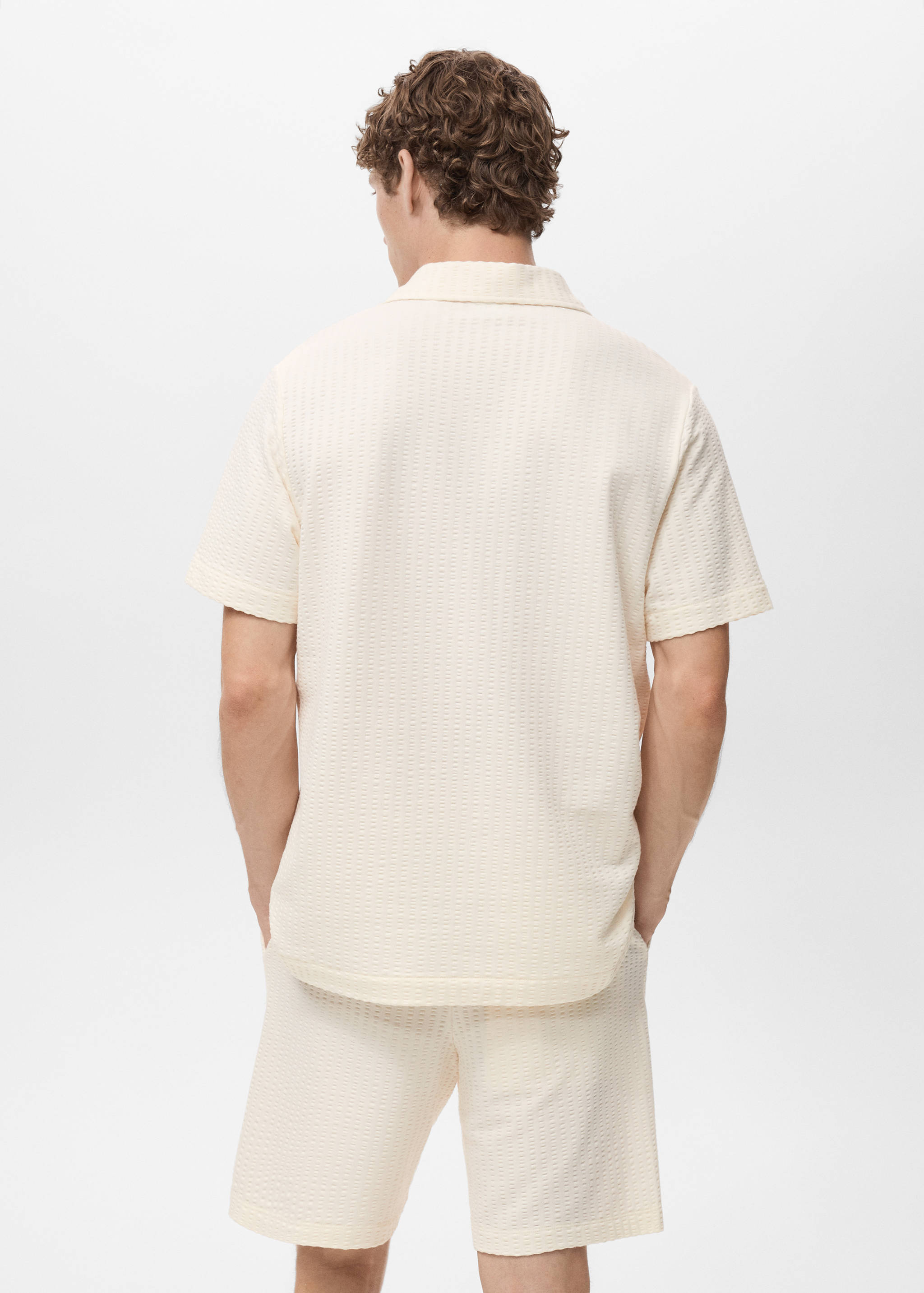 Seersucker cotton polo shirt - Reverse of the article