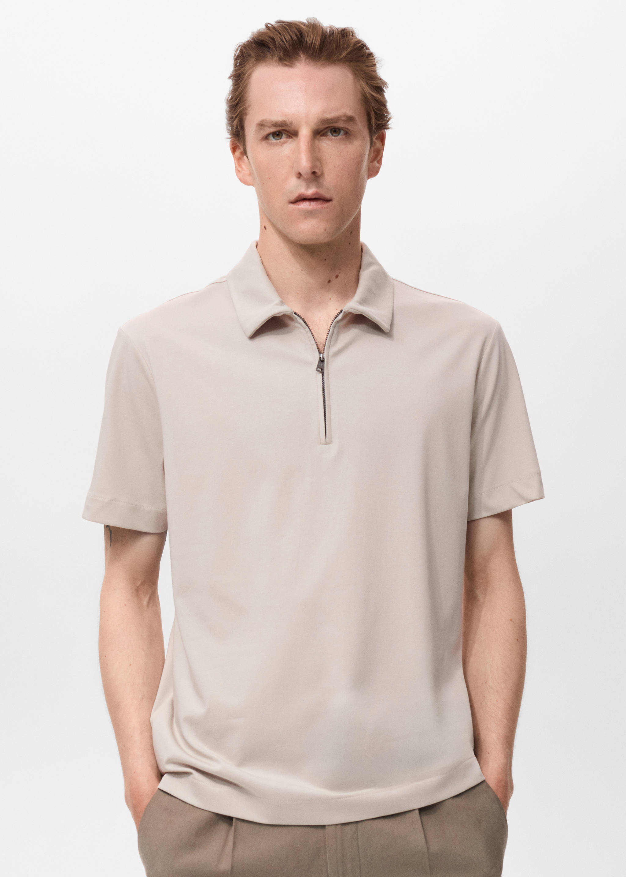 Zip neck polo shirt - Medium plane