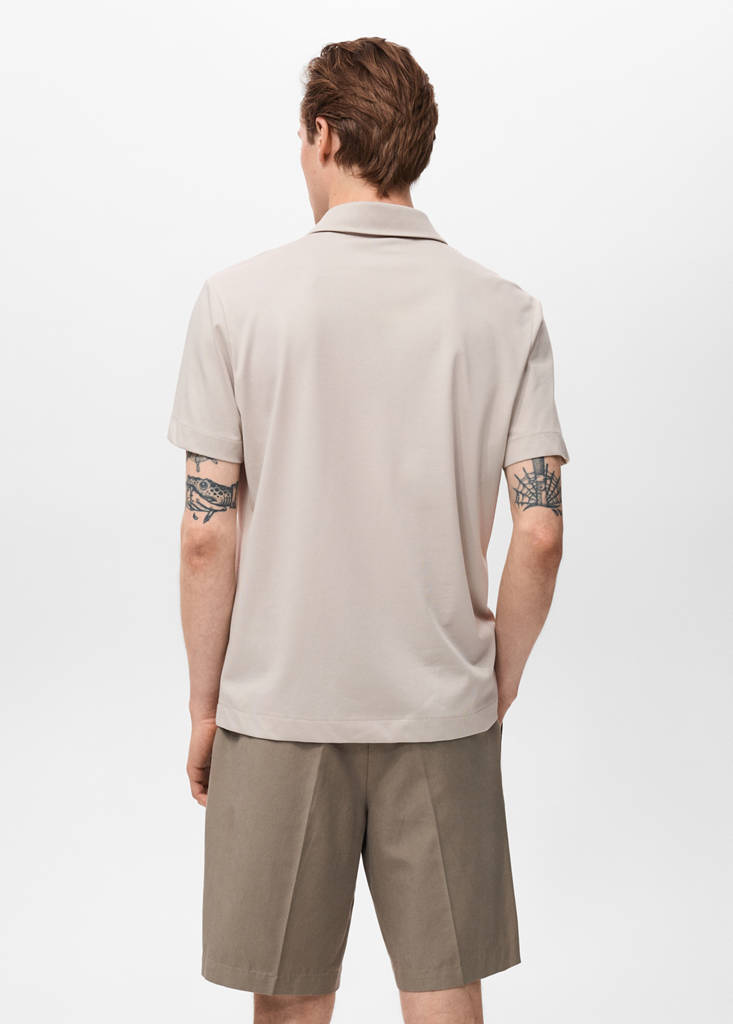 Zip neck polo shirt — Sand