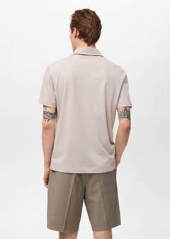 Zip neck polo shirt — Sand 3