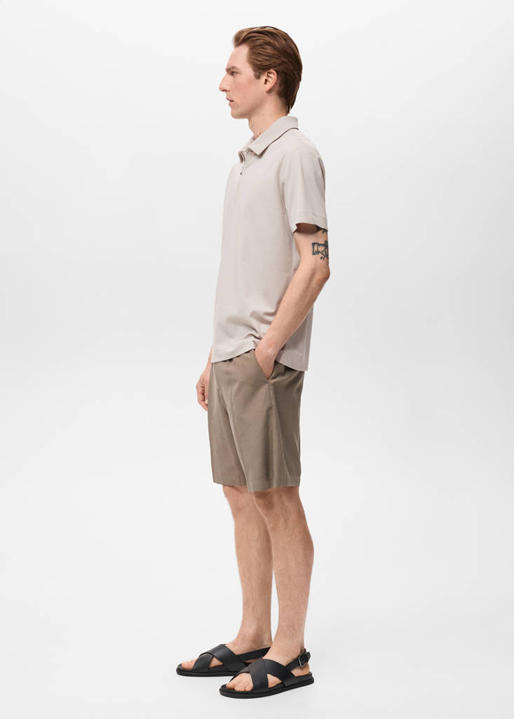 Zip neck polo shirt — Sand