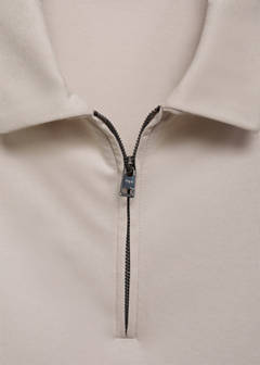 Zip neck polo shirt — Sand 7