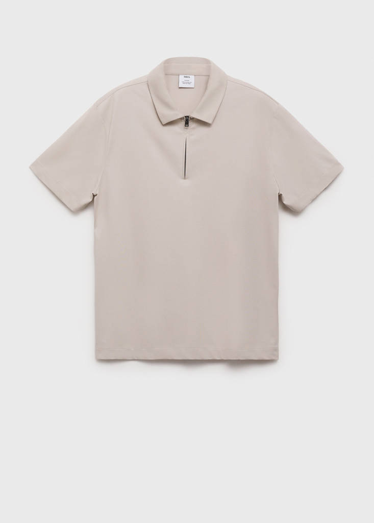 Zip neck polo shirt — Sand