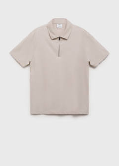 Zip neck polo shirt — Sand 6