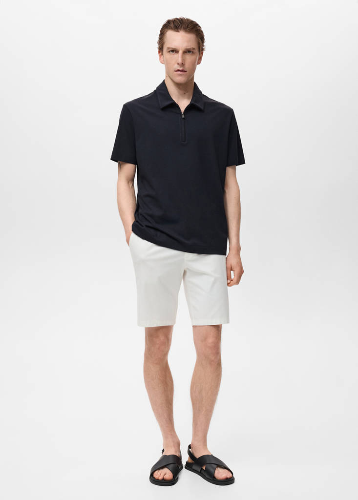 Zip neck polo shirt — Navy