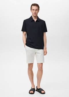 Zip neck polo shirt — Navy 2