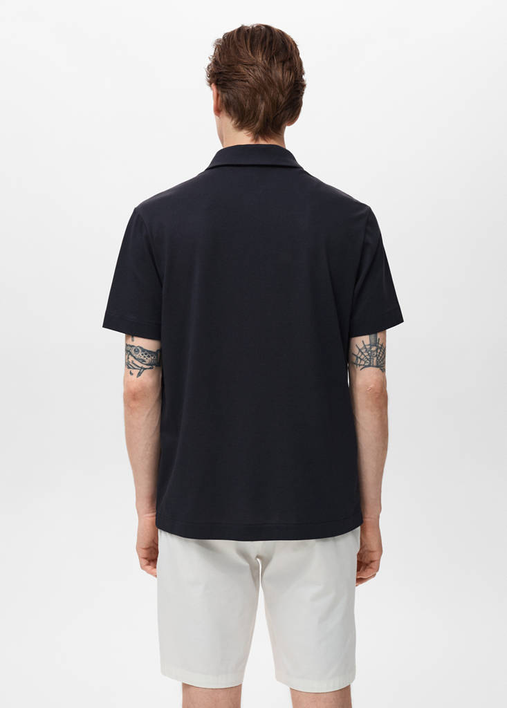 Zip neck polo shirt — Navy