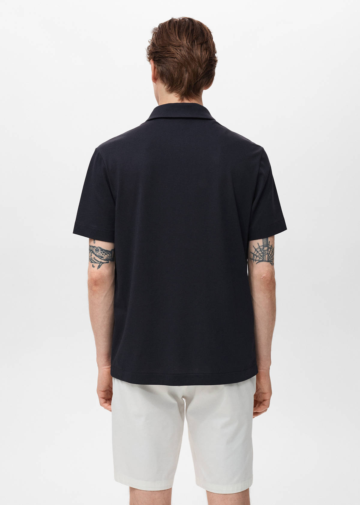 Zip neck polo shirt — Navy