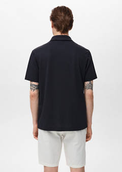 Zip neck polo shirt — Navy 3