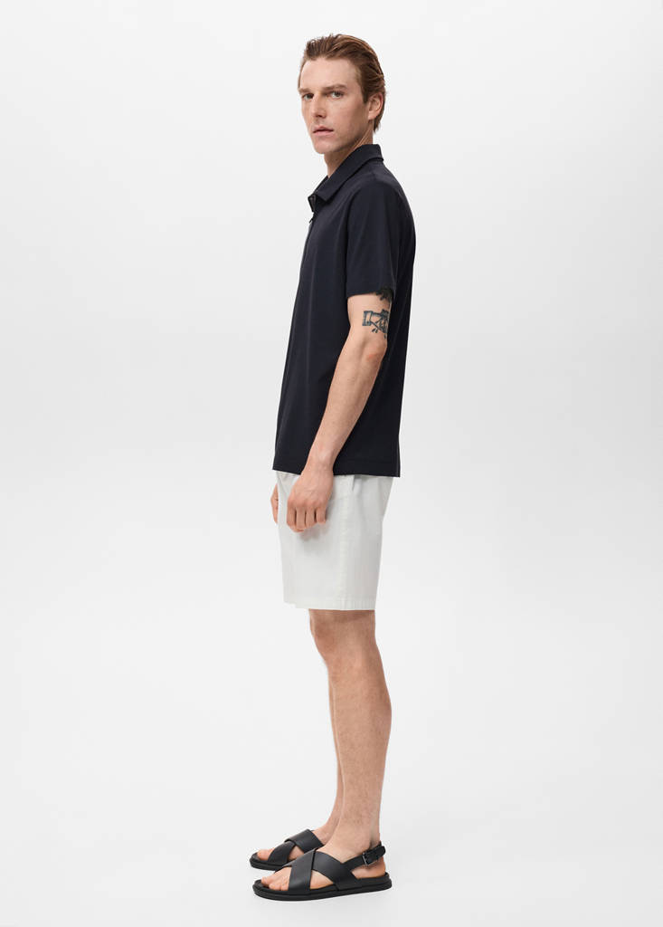 Zip neck polo shirt — Navy