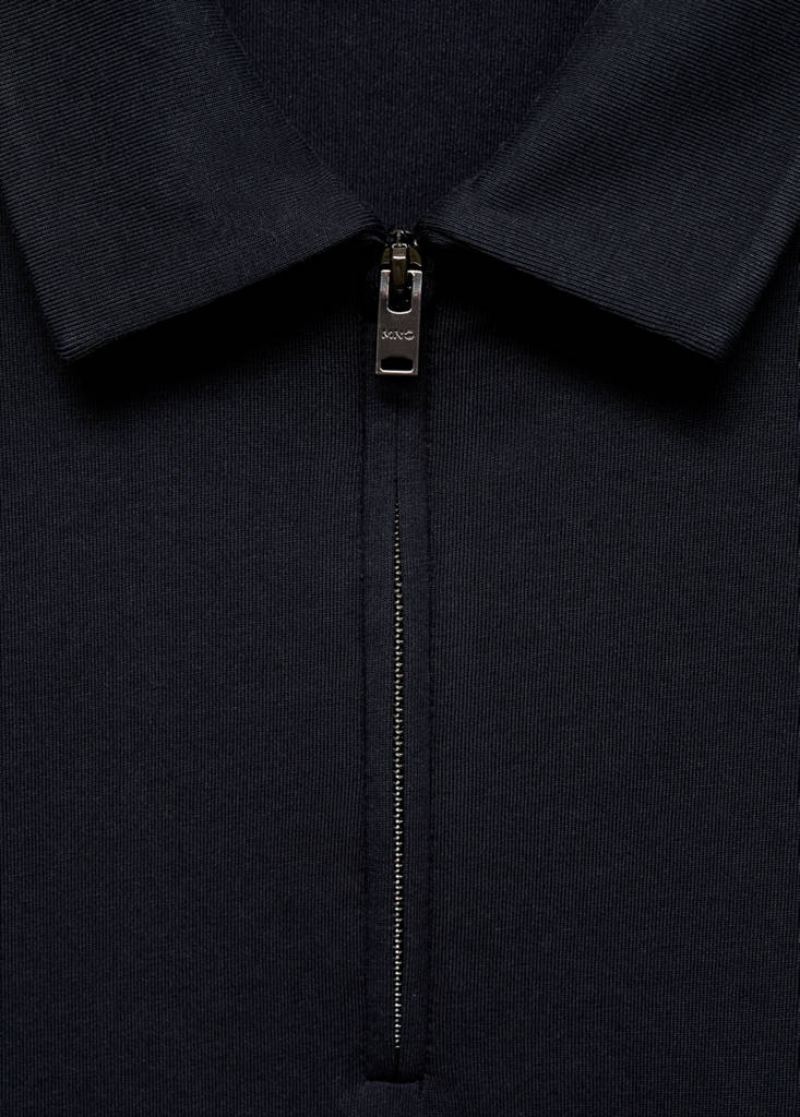Zip neck polo shirt — Navy