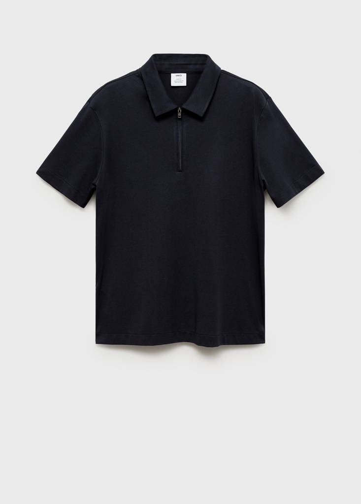 Zip neck polo shirt — Navy