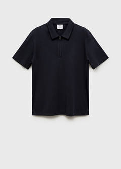 Zip neck polo shirt — Navy 6