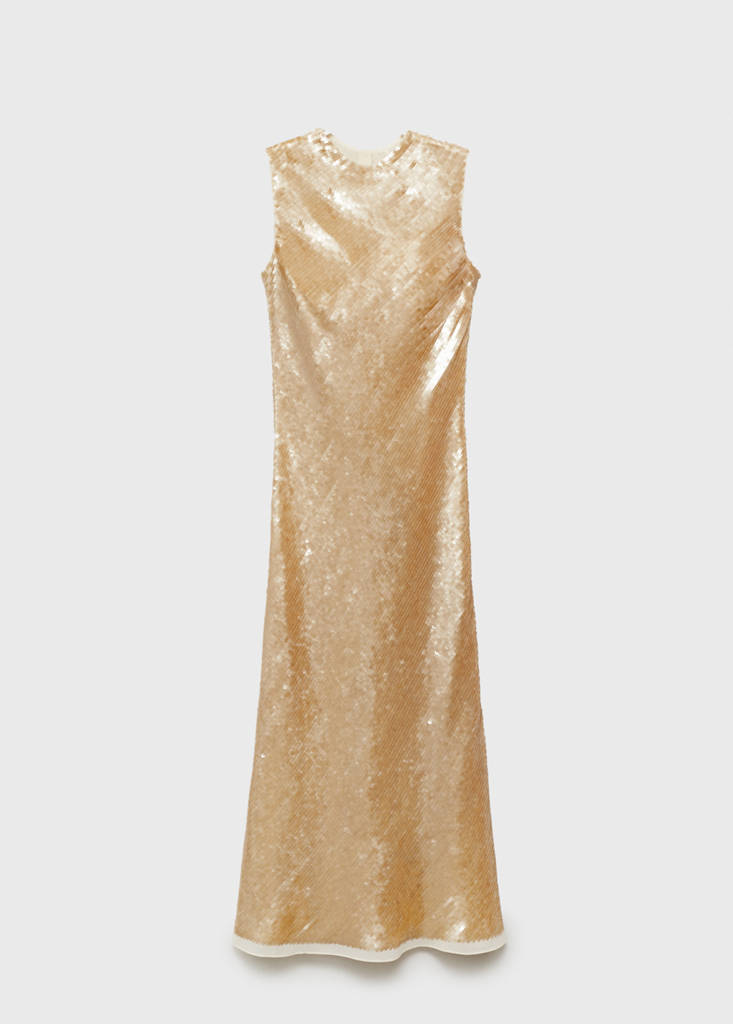 Scoop-back sequin dress — Pastel Yellow