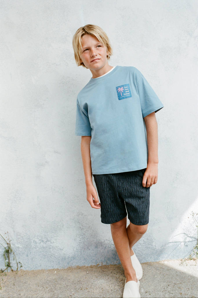 Printed cotton bermuda shorts — Navy