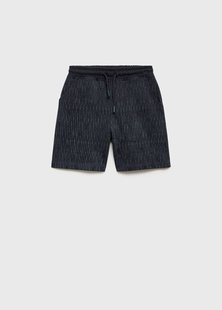 Printed cotton bermuda shorts — Navy