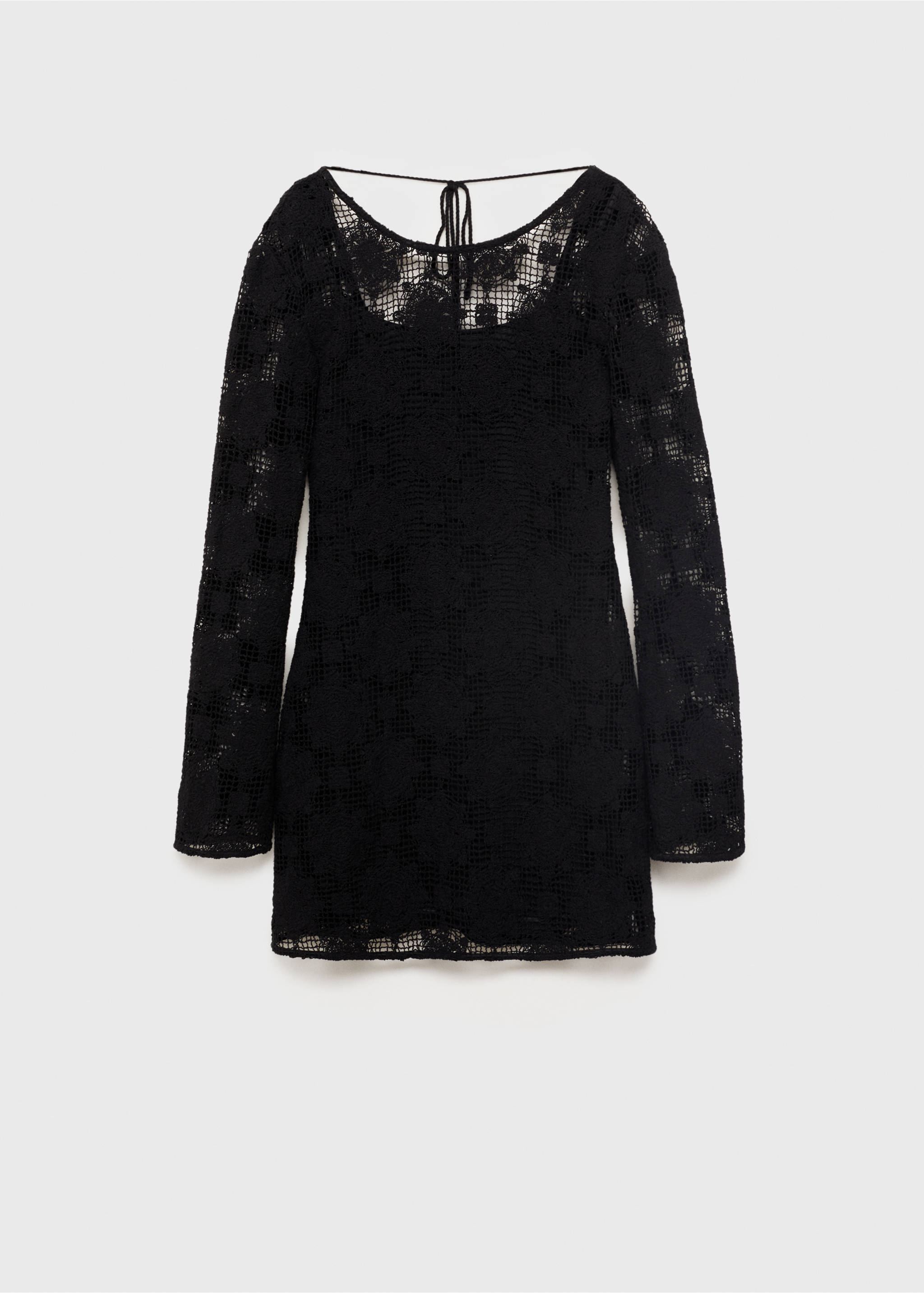 Crochet dress with back neckline - Article without model, Black. Ref: 17061236-00.
