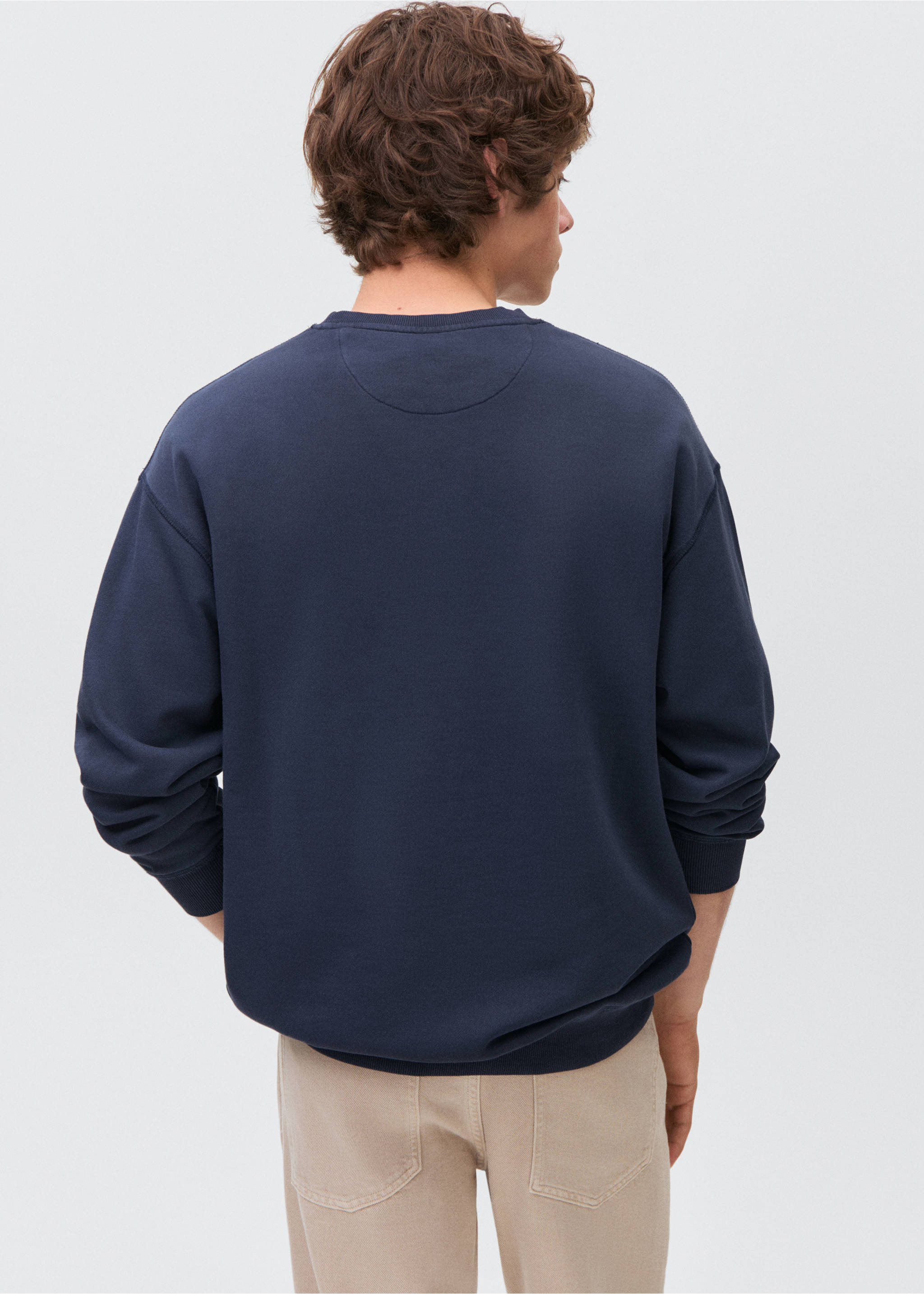 Базовый свитшот из хлопка - Обратная сторона изделия, Глубокий темно-синий. Ref: 17061237-00.