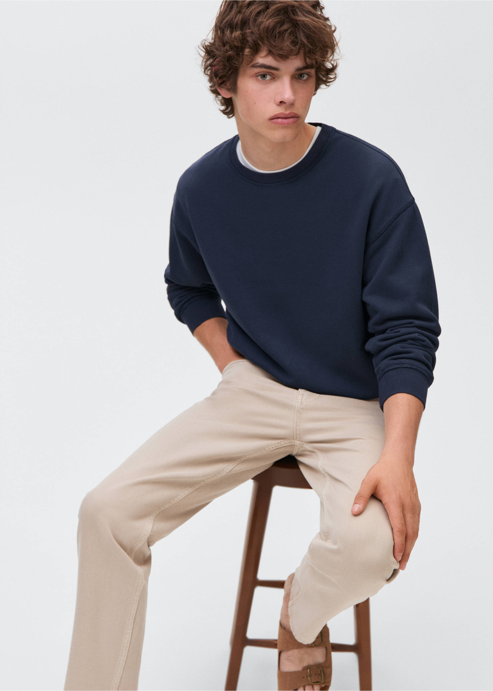 Базовый свитшот из хлопка - Деталь изделия 2, Глубокий темно-синий. Ref: 17061237-00.