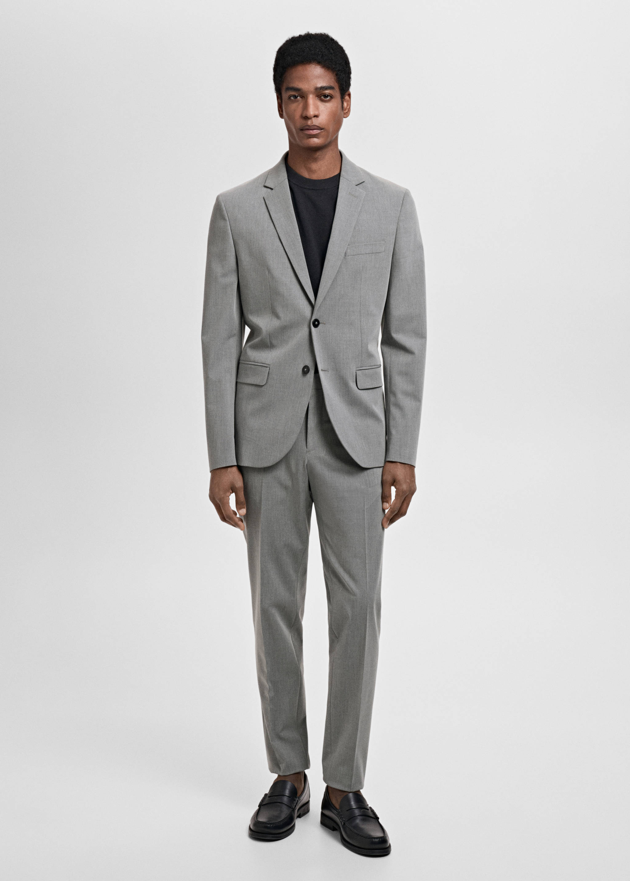 Stretch fabric super slim-fit suit trousers - General plane