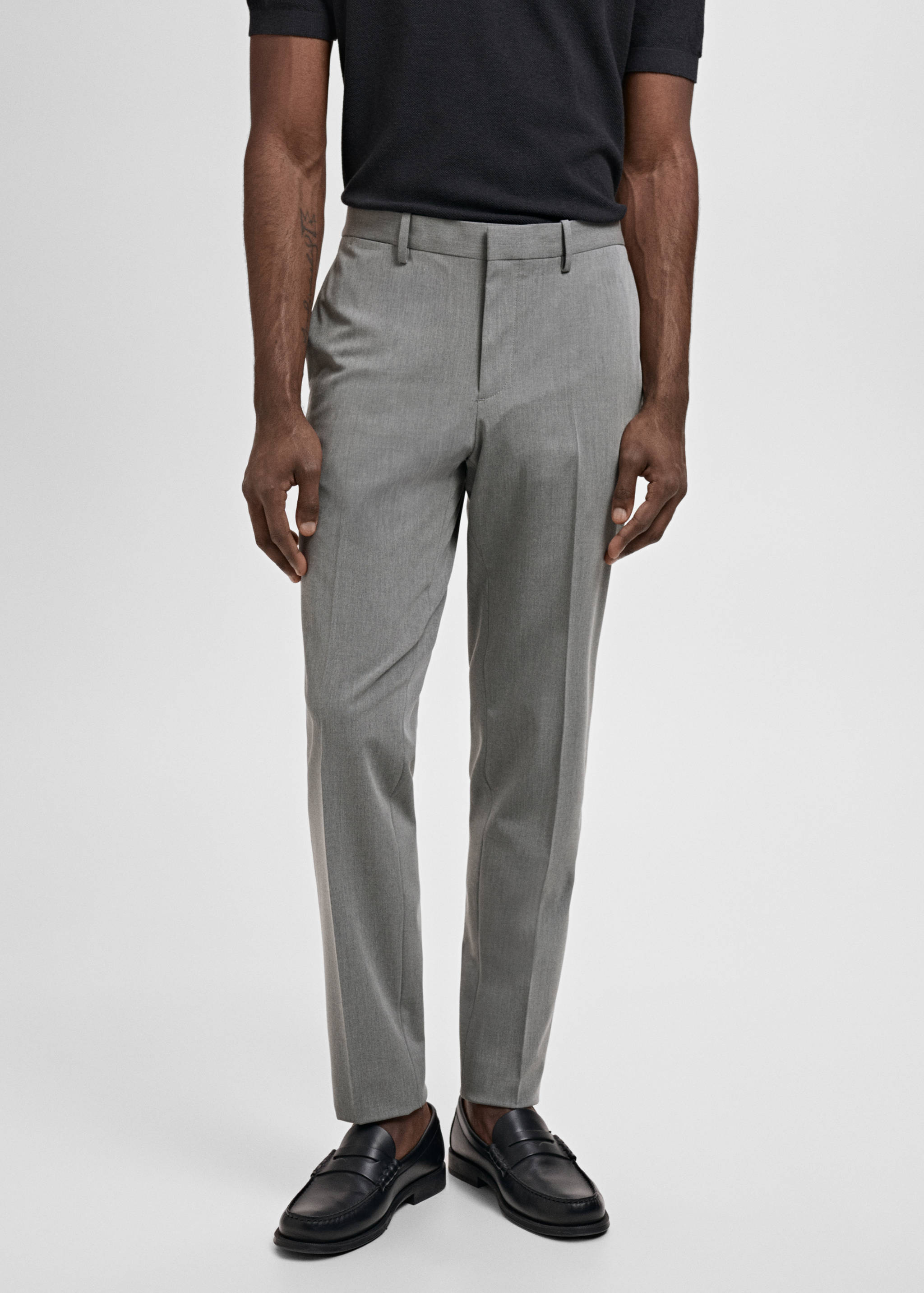 Stretch fabric super slim-fit suit trousers - Medium plane