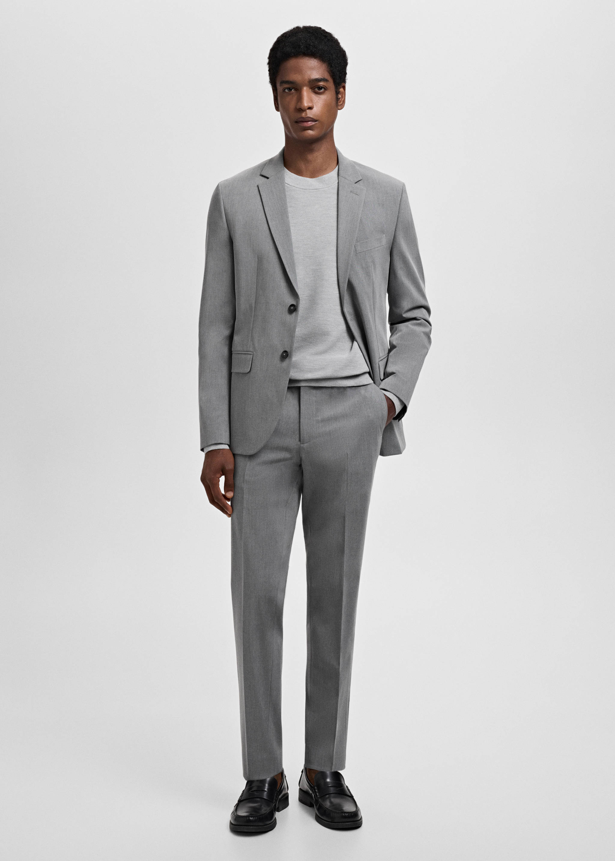 Stretch fabric super slim-fit suit trousers - General plane