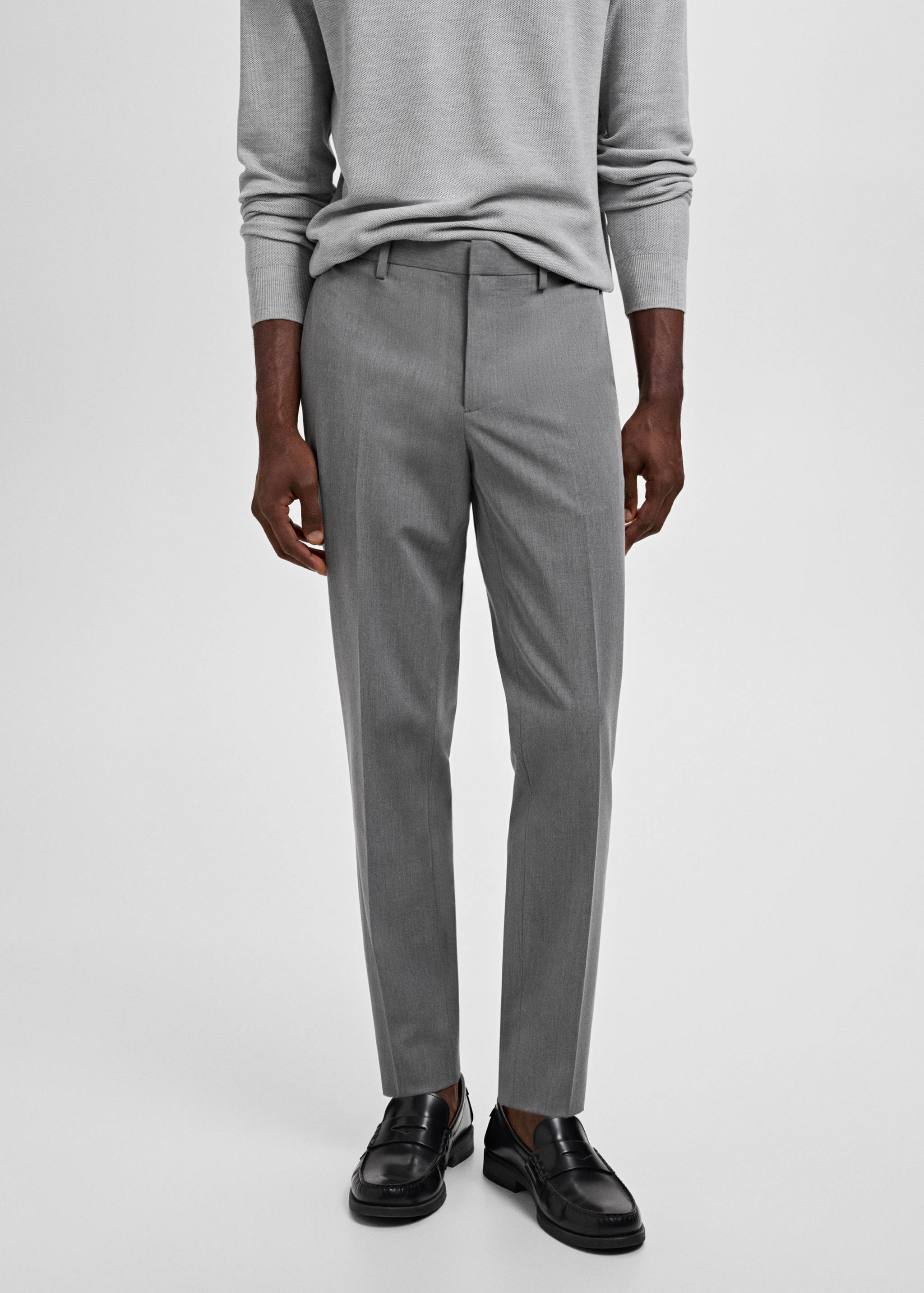 Stretch fabric super slim-fit suit trousers - Medium plane