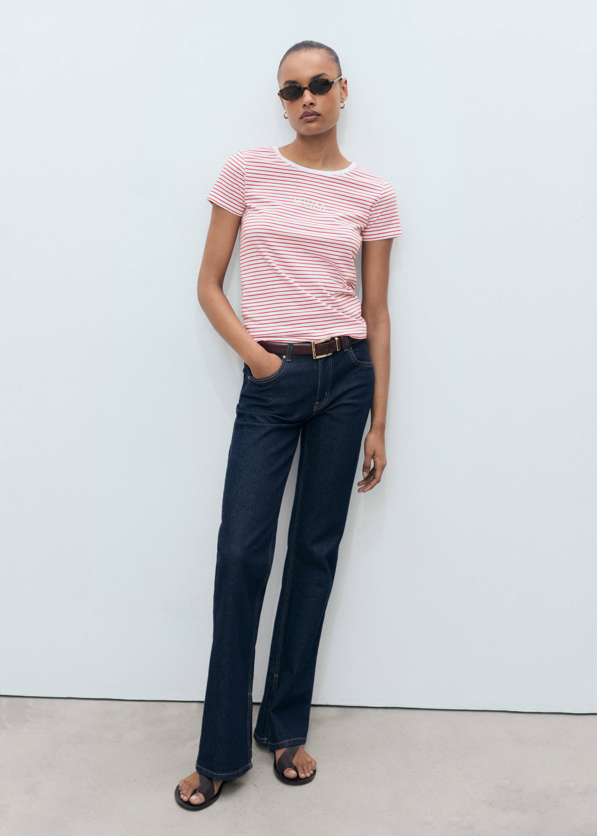 条纹标志T恤 - null