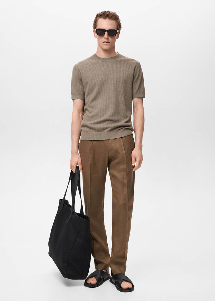 Ribbed  knit t-shirt — Dark Green