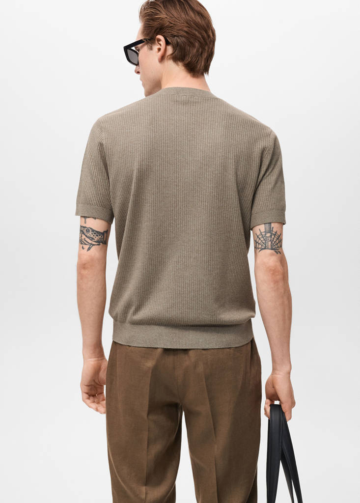 Ribbed  knit t-shirt — Dark Green