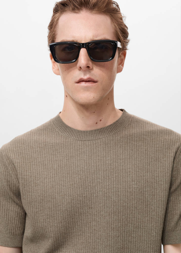 Ribbed  knit t-shirt — Dark Green